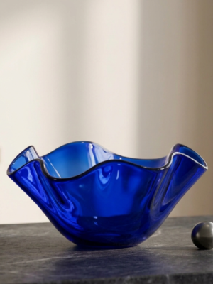 Azure Ripple Glass Bowl