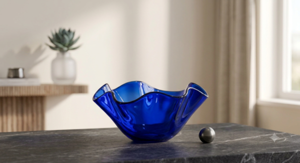 Azure Ripple Glass Bowl