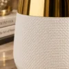 White Ceramic Planter with Gold Rim - product view 2