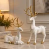 Marble-Effect Deer Figurines — Set of 2