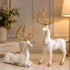 Marble-Effect Deer Figurines — Set of 2 - product view 3