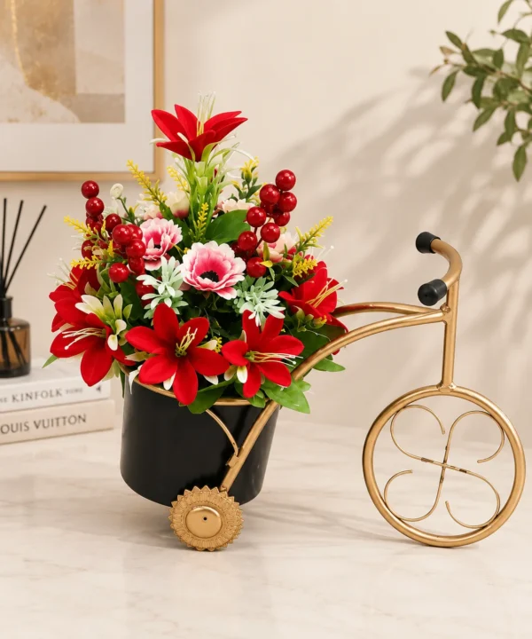 Bicycle Planter with Artificial Flowers - product view 2