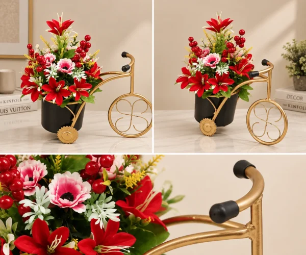 Bicycle Planter with Artificial Flowers - product view 3
