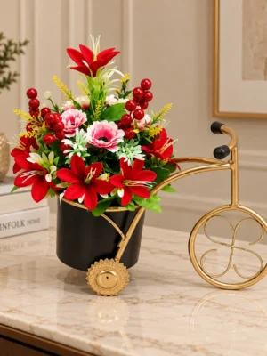 Bicycle Planter with Artificial Flowers