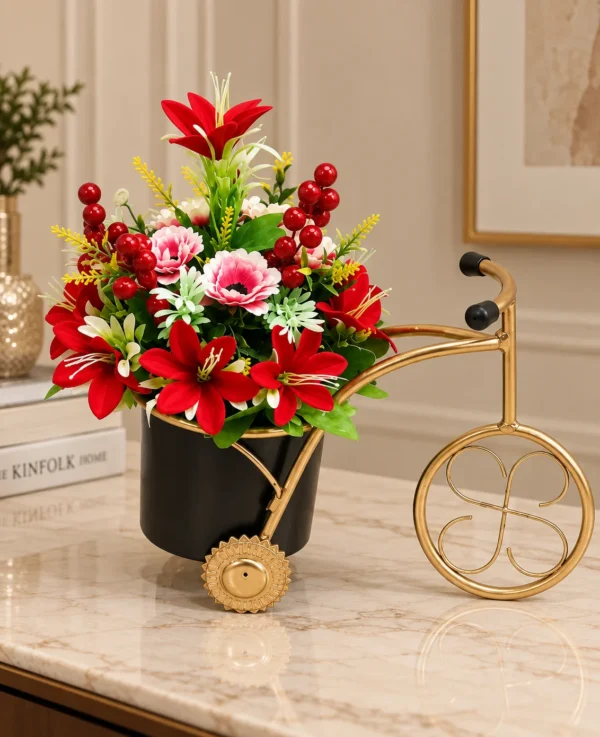 Bicycle Planter with Artificial Flowers
