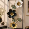 Floral Metal Wall Art — Black & Gold
