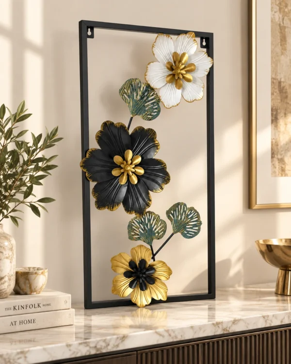ChatGPT Image Sep 10, 2026, 08_44_32 PM (1) Floral Metal Wall Art — Black & Gold - product view 2