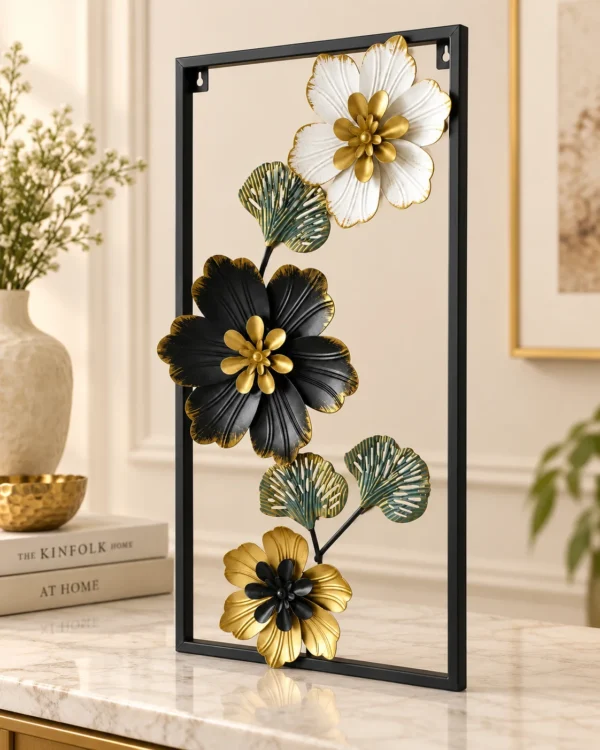 ChatGPT Image Sep 10, 2026, 08_44_33 PM (2) Floral Metal Wall Art — Black & Gold - product view 3