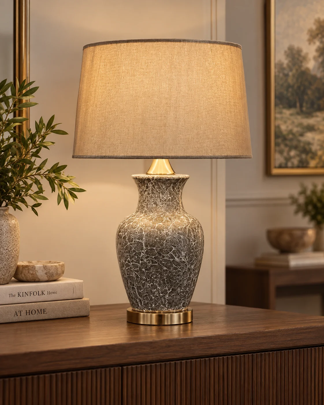 Marbled Crackle Ceramic Table Lamp