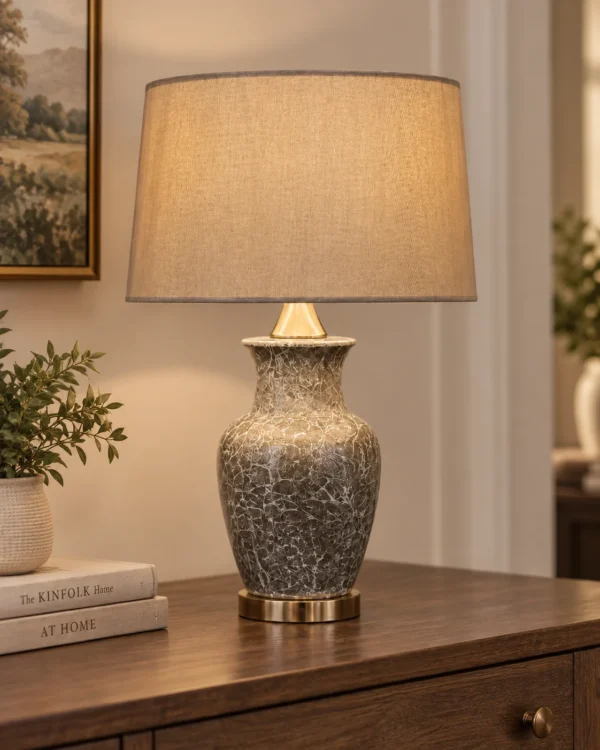 Marbled Crackle Ceramic Table Lamp - product view 2