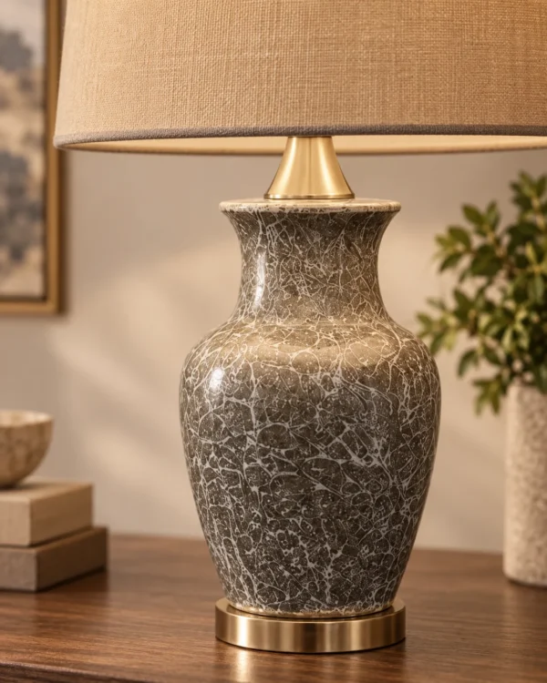 Marbled Crackle Ceramic Table Lamp - product view 3