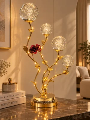 Rose Branch Crystal Globe Table Lamp