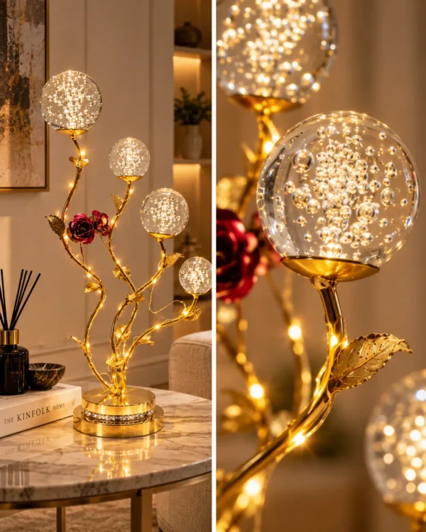 Rose Branch Crystal Globe Table Lamp - product view 3