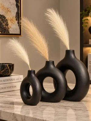 Sculptural Ring Vase Set