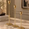 Set of 3 Graduated Brass Taper Candle Holders