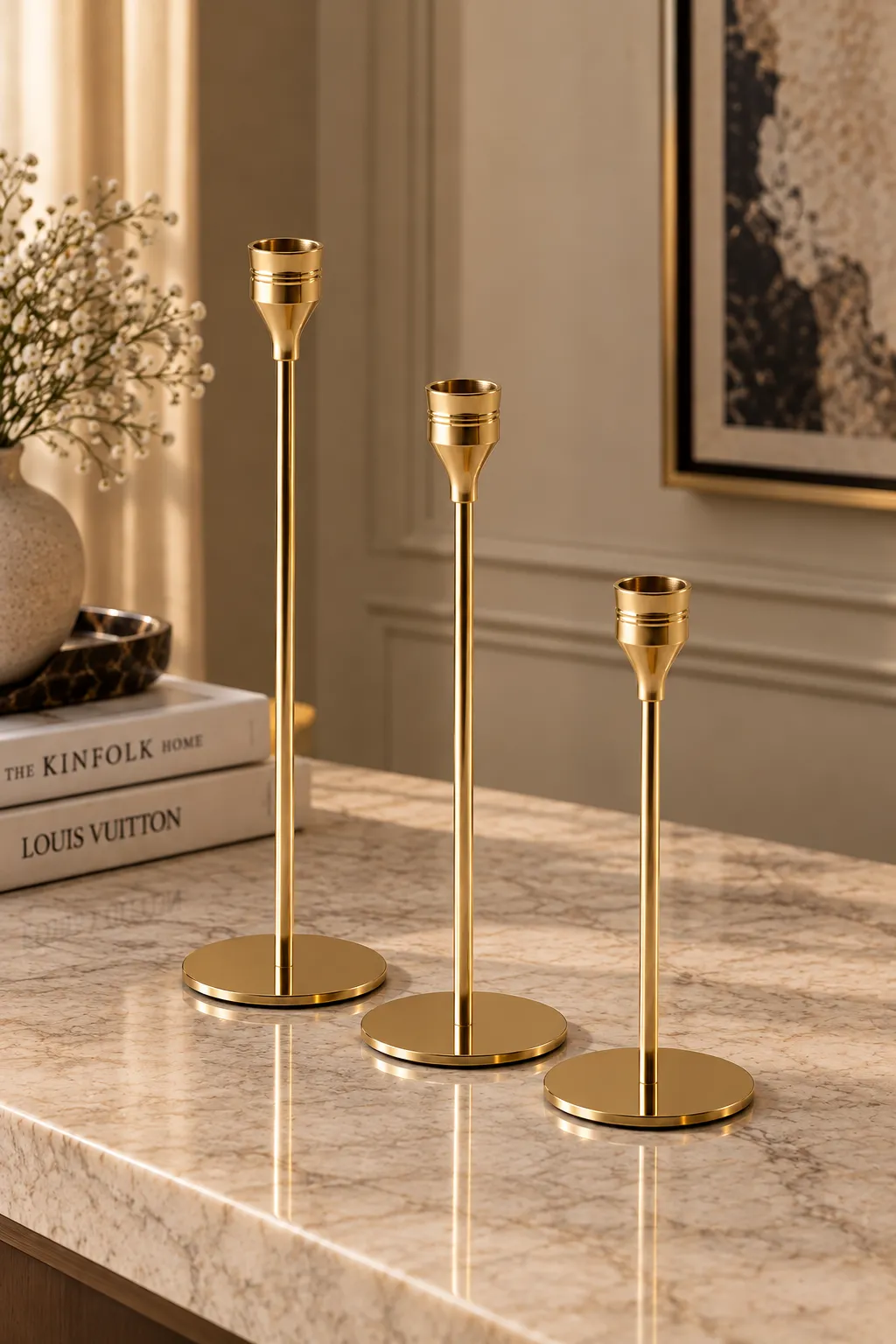 Graduated Brass Taper Candle Holders