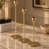 Set of 3 Graduated Brass Taper Candle Holders - product view 2