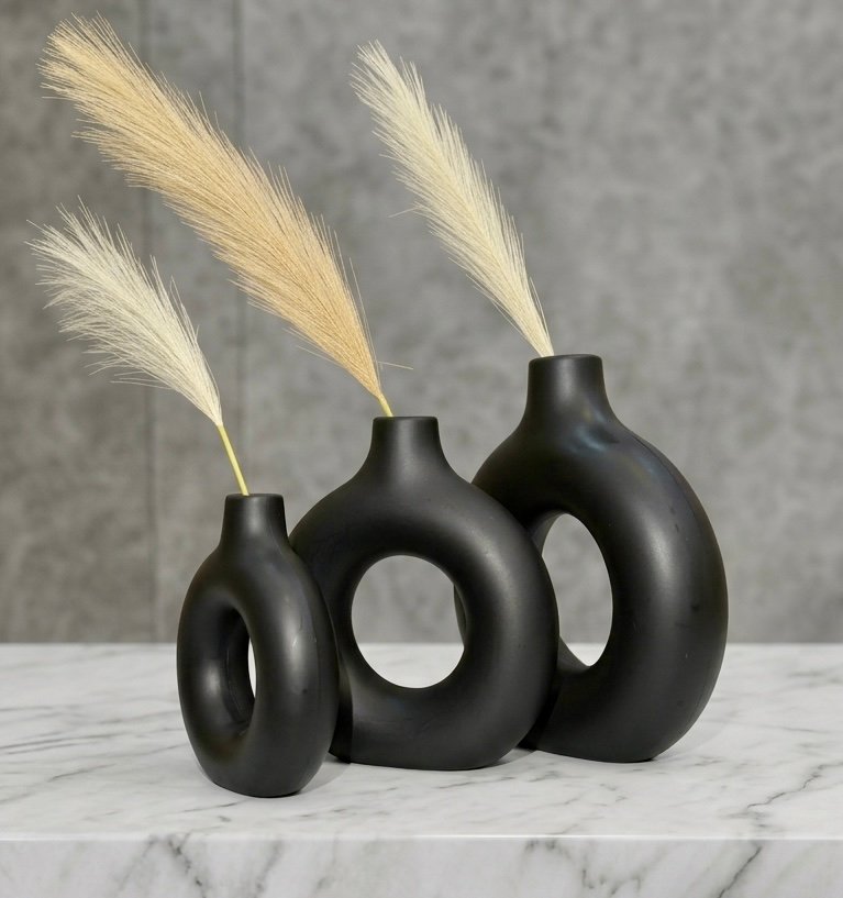 Sculptural Ring Vase Set