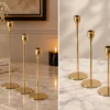 Set of 3 Graduated Brass Taper Candle Holders - product view 3