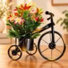 img_4103 Black & Gold Bicycle Planter with Artificial Flowers