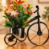 img_4104 Black & Gold Bicycle Planter with Artificial Flowers
