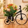 img_4105 Black & Gold Bicycle Planter with Artificial Flowers