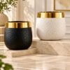 Plant Fiber Pot with Gold Rim