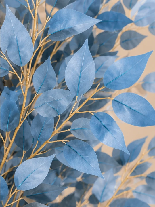 Powder Blue Artificial Foliage Tree in white Vase