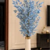 Powder Blue Artificial Foliage Tree in white Vase