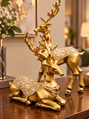 Premium Gold Deer Set of Two