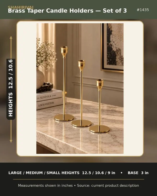 Brass Taper Candle Holders – Set of 3