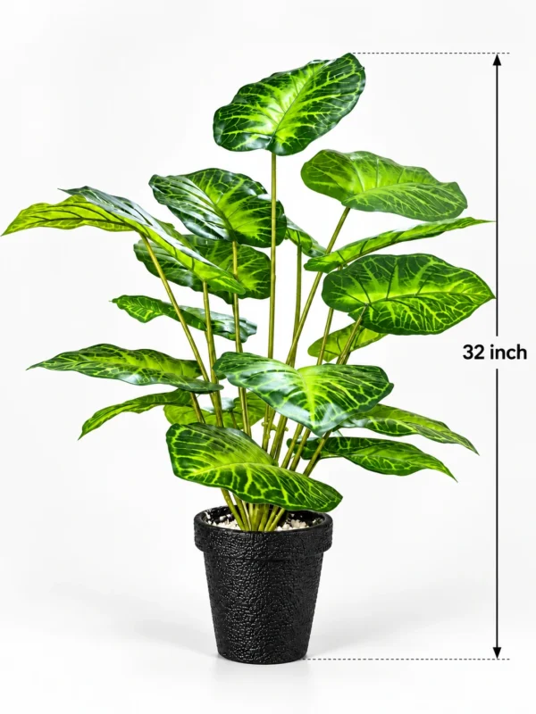 32-Inch Artificial Tropical Indoor Plant in White & Gold Decorative Fiber Pot