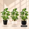 32-Inch Artificial Tropical Indoor Plant in White & Gold Decorative Fiber Pot