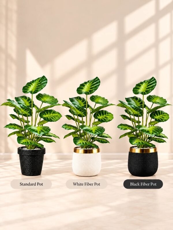 32-Inch Artificial Tropical Indoor Plant in White & Gold Decorative Fiber Pot