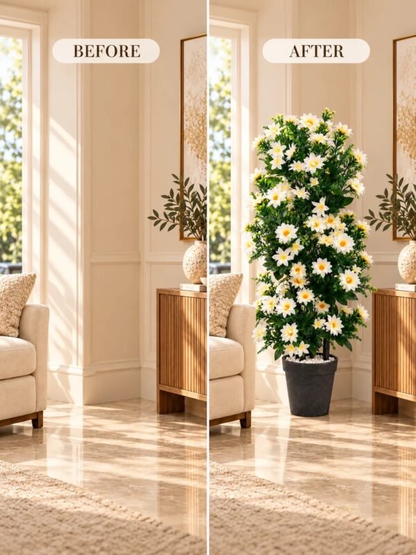 img_4617 White Daisy Blossom Artificial Tree