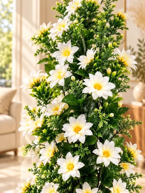 img_4627 White Daisy Blossom Artificial Tree