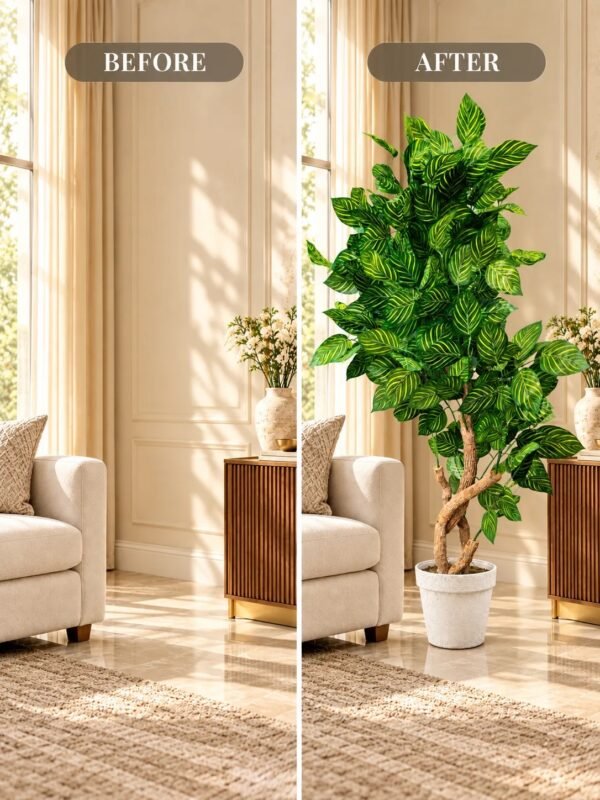 Golden Stripe Foliage Artificial Tree
